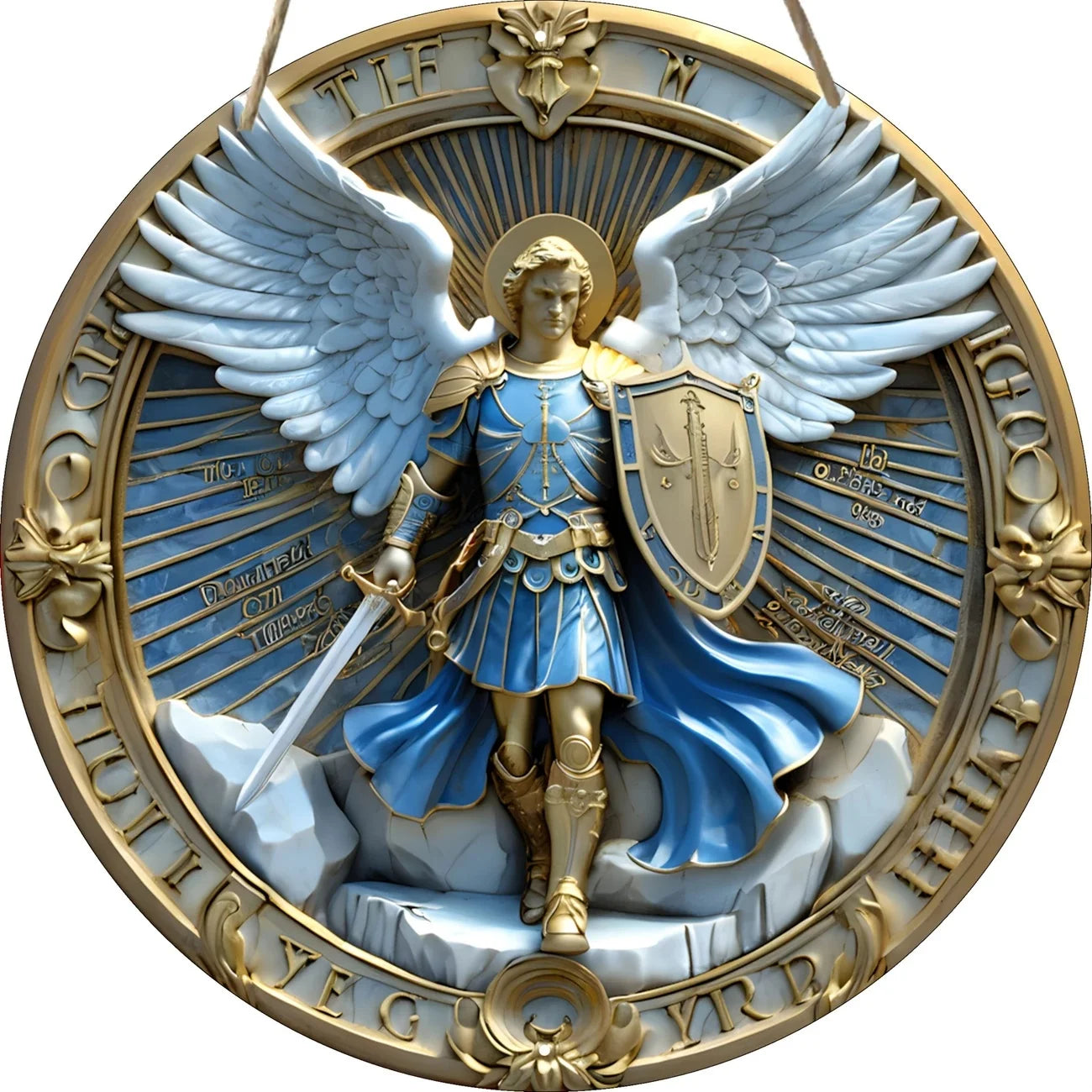 2D Angel Circular Wooden Sign, Religious Theme, Suitable for Home, Office, Garage, Garden, Porch, Festival Decoration, Gifts