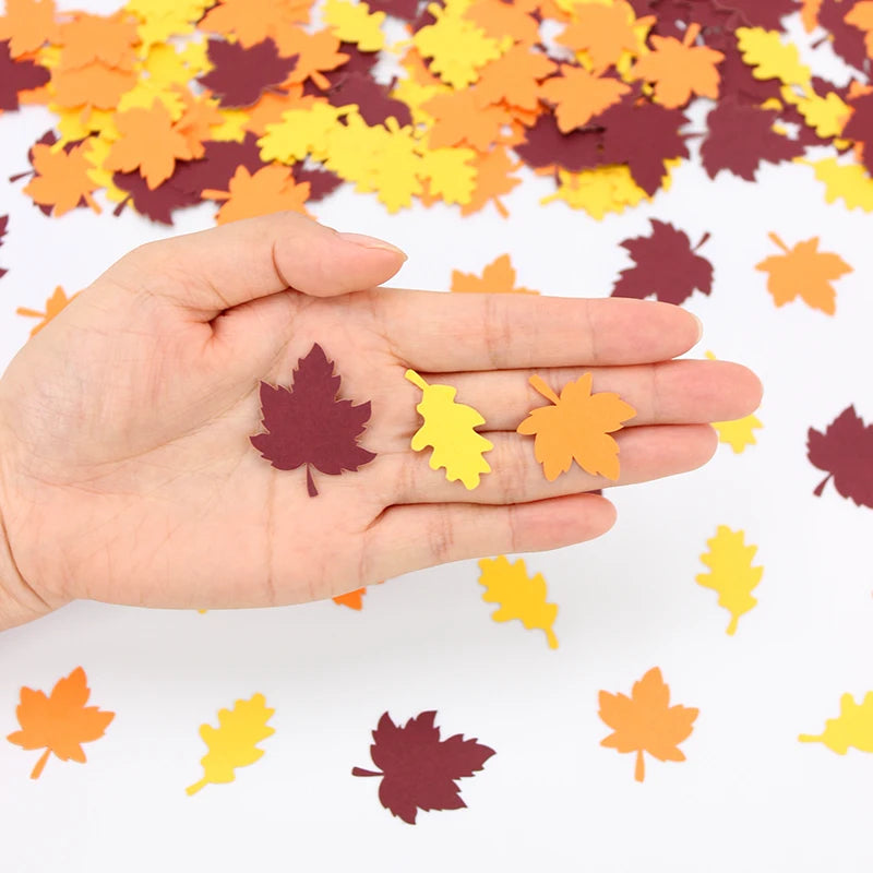 100pcs autumn Thanksgiving maple leaf confetti, birthday wedding party maple leaf shaped desktop decoration supplies