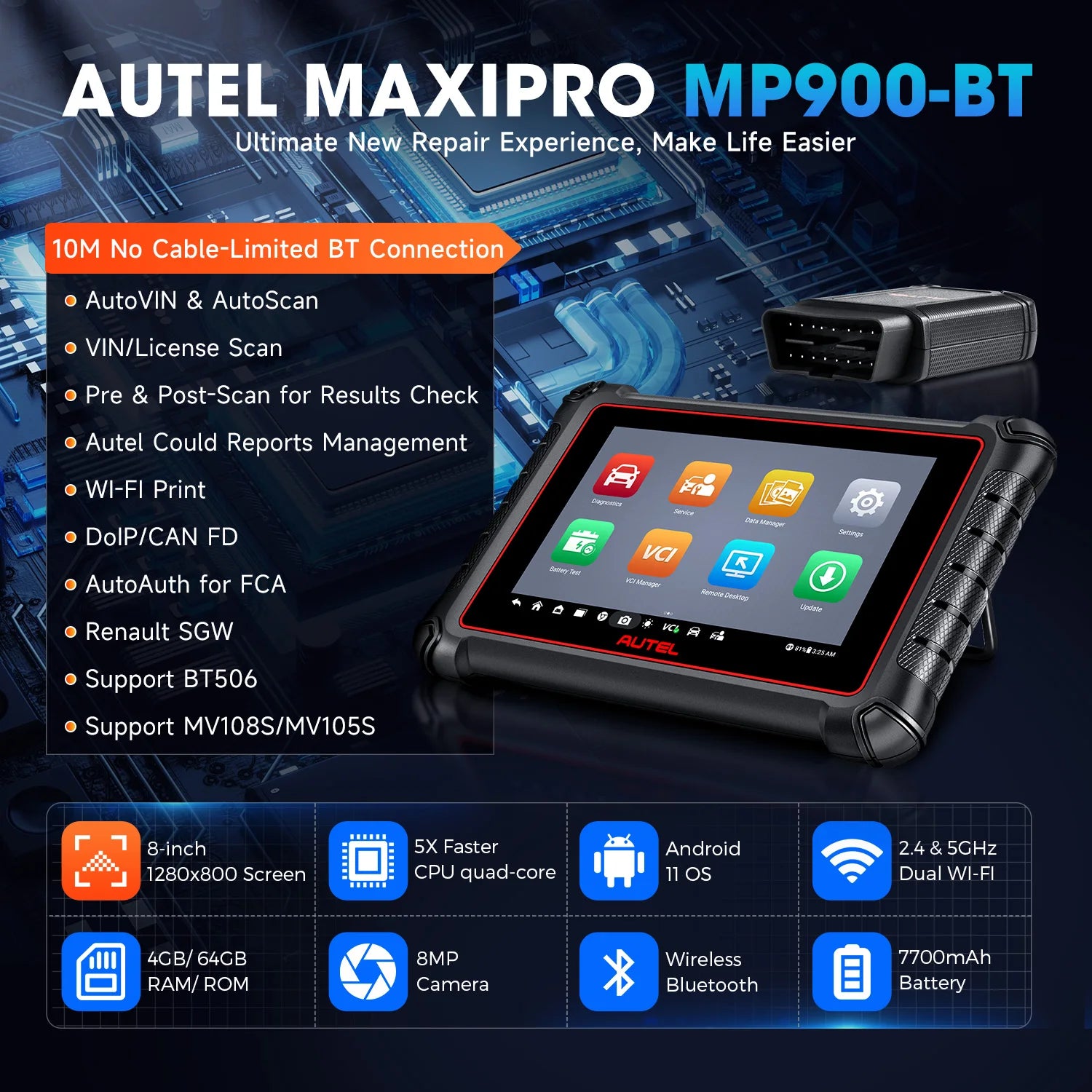 Autel MaxiPRO MP900-BT
Pro Car Diagnostic Scanner – €699

Short Description:
Full ECU & OBD2 diagnostics.
Fast Bluetooth, pro-level accuracy.

✨ Order now for just €799!