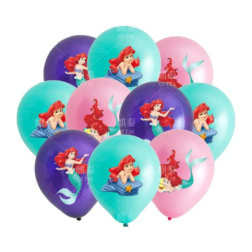 20pcs Little Mermaid Latex Balloon Party Supplies Ariel Princess Party Balloons for Kids Birthday Party Decor
