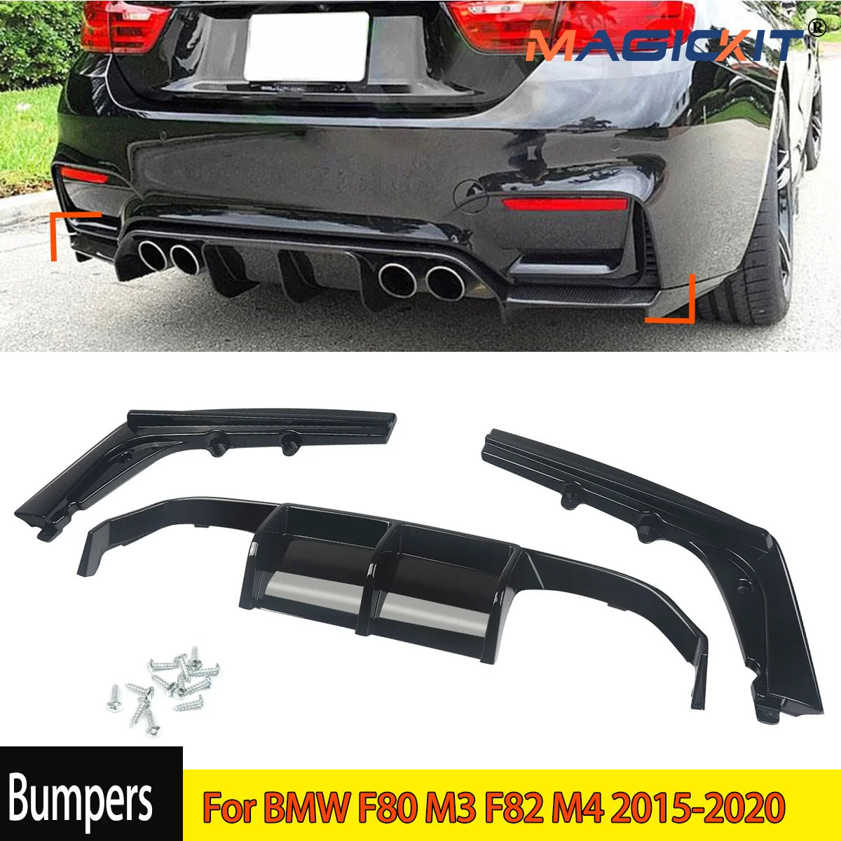 MagicKit Rear Diffuser Lip (BMW F80/M3, F82/M4)

Glossy black 3PCS diffuser lip for BMW (2015–2020).
Adds sporty style and improves aerodynamics.

💶 Price: €69.99 – €89.99