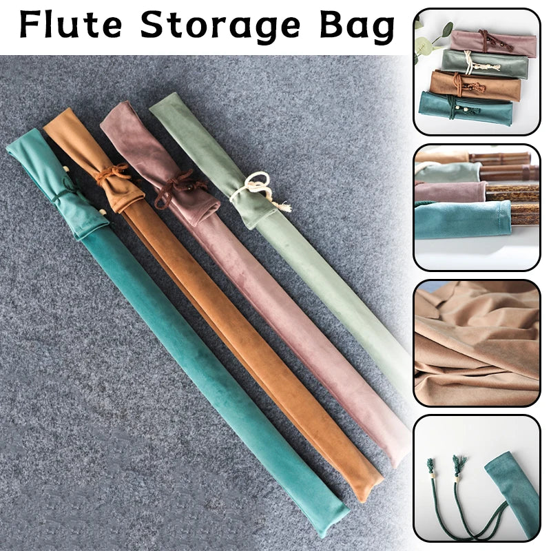 110x6.5cm Thick Velvet Flute Storage Bag Long Bamboo Flute Integrated Storage Protective Cover Flute Dustproof Bags