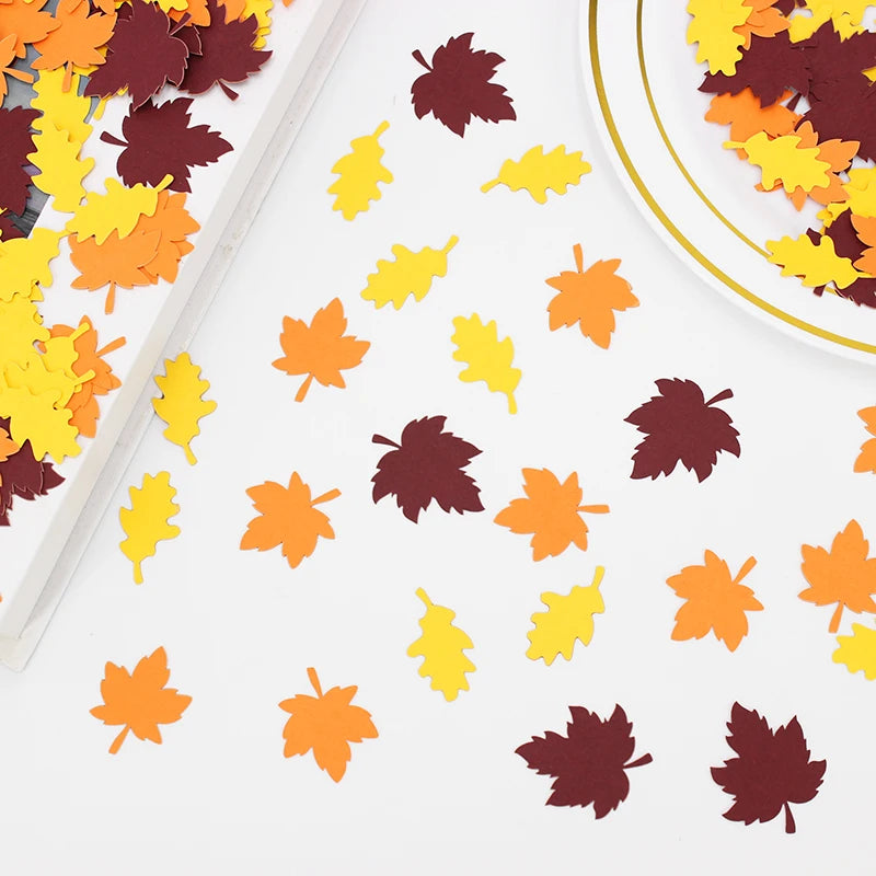 100pcs autumn Thanksgiving maple leaf confetti, birthday wedding party maple leaf shaped desktop decoration supplies