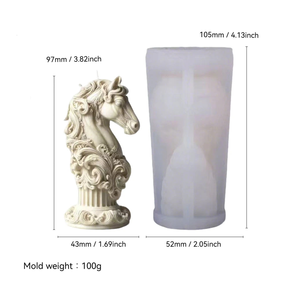 3D Exquisite Horse Head Silicone Mold for DIY Aromatherapy Candle Making Creative Home Decor Craft Mould for Resin Soap