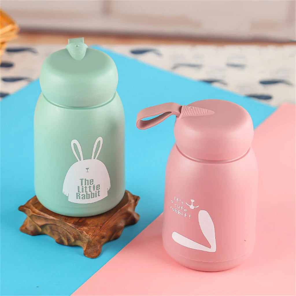 330ml Double Layer Insulated Mug Good Sealing Small Portable Cute Rabbits Insulated Mug for Travelling Outdoor Sports