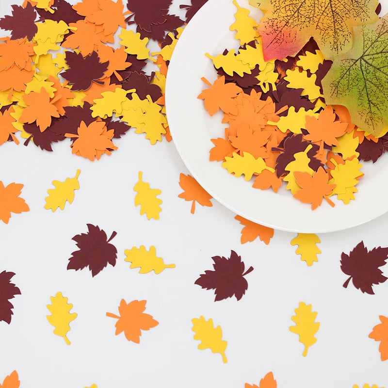 100pcs autumn Thanksgiving maple leaf confetti, birthday wedding party maple leaf shaped desktop decoration supplies