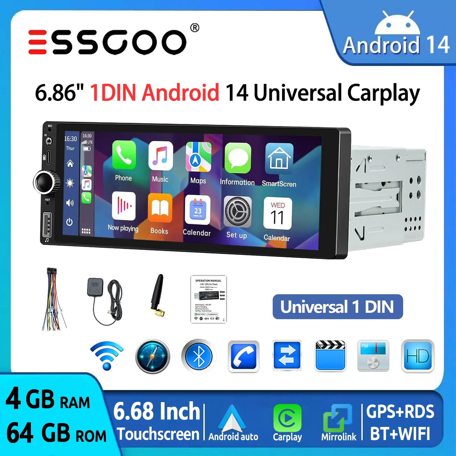 ESSGOO Android Car Stereo (6.86")

🚗 Smart car stereo with Android 14, Bluetooth, CarPlay & GPS. Big screen for smooth navigation.
💶 €129.99 – €159.99