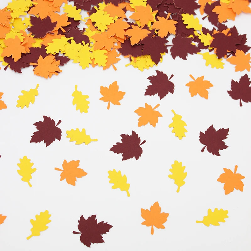 100pcs autumn Thanksgiving maple leaf confetti, birthday wedding party maple leaf shaped desktop decoration supplies