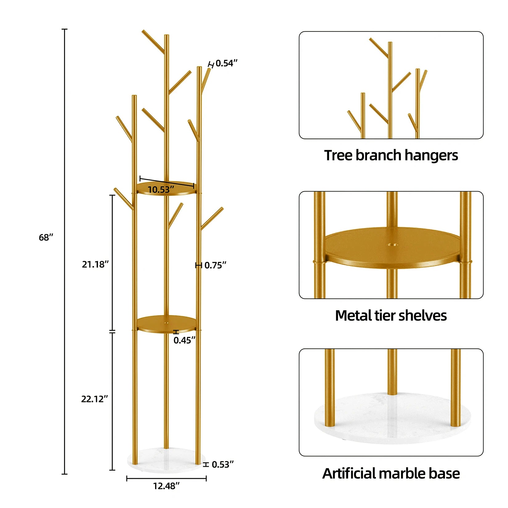 Heavy Duty Marble Coat Rack (Gold)

Elegant tall clothes rack with a marble base.
Strong, durable, and perfect for bedroom or office organization.

💶 Price: €39.99 – €49.99