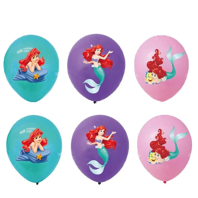 20pcs Little Mermaid Latex Balloon Party Supplies Ariel Princess Party Balloons for Kids Birthday Party Decor