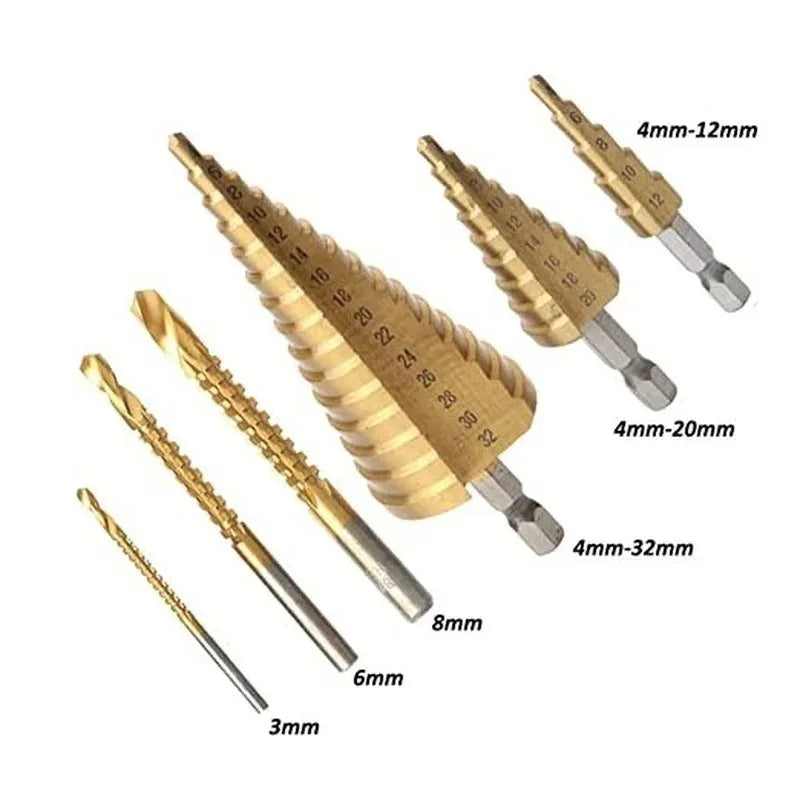 6PCS Titanium Coated Drill Bit Set

⚙️ High-quality step drill bits in 3 sizes.
Perfect for woodworking, metalworking, and DIY projects.

💶 Price: €14.99 – €18.99