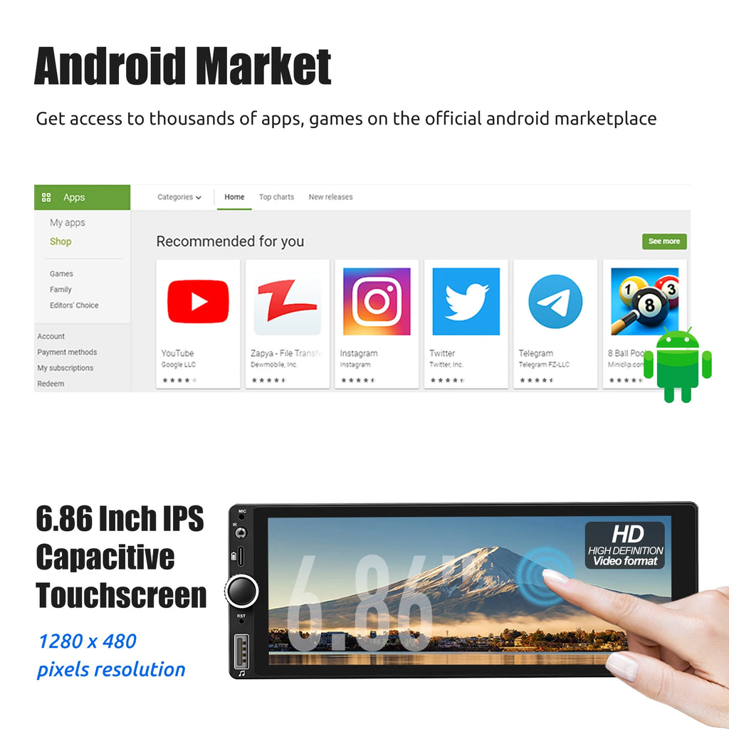 ESSGOO Android Car Stereo (6.86")

🚗 Smart car stereo with Android 14, Bluetooth, CarPlay & GPS. Big screen for smooth navigation.
💶 €129.99 – €159.99