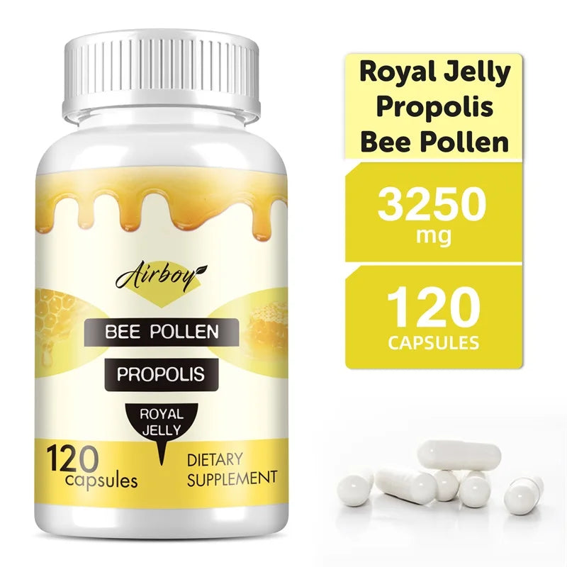 Bee Pollen with Propolis & Royal Jelly (Supplements)
💰 Price: €17.30
🍯 Natural bee pollen + royal jelly.
💪 Supports immunity & energy.
🌿 Rich in antioxidants for daily health.