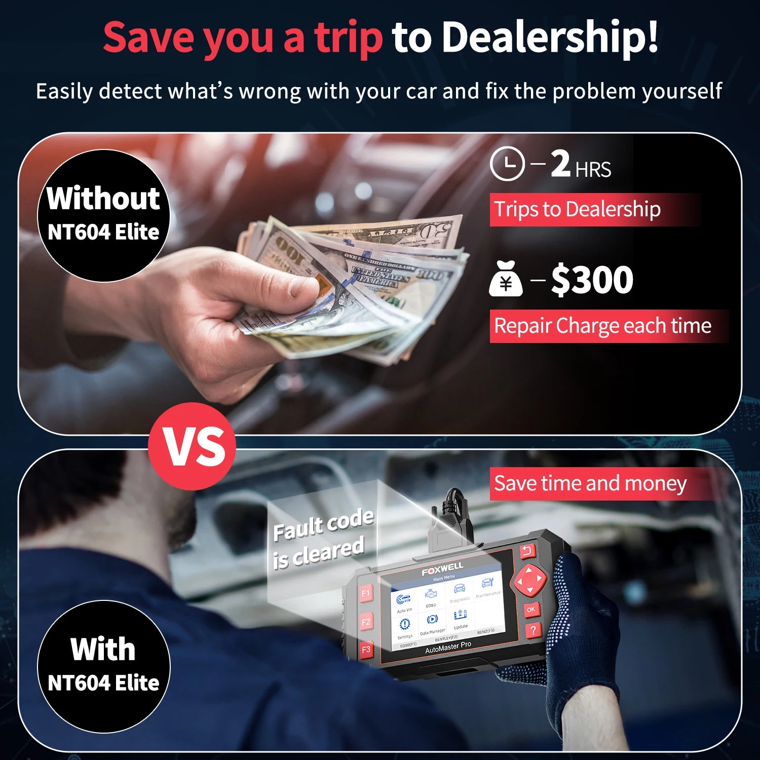 FOXWELL NT604 Elite OBD2 Scanner

🔧 Professional car diagnostic tool – reads engine, ABS & transmission codes with free updates.
💶 €139.99 – €169.99