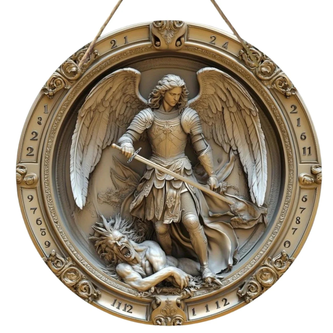 2D Angel Circular Wooden Sign, Religious Theme, Suitable for Home, Office, Garage, Garden, Porch, Festival Decoration, Gifts